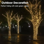 RPGT Christmas Light 1000 LEDs 336ft Green Cable Wire Fairy String Tree Twinkle Lights Plug in 12 Modes for, Outdoor, Garden, Wedding, Christmas Party, Home Decoration (Warm White)