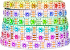 SEZO WS2812B LED Strip Light 16.4FT 60Pixel/M 300LEDs DC5V Individual Addressable LED Strip SMD5050 RGB Dream Color Programmable LED Light Strip Flexible IP65 Waterproof White PCB