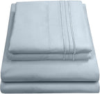 Queen Size Bed Sheets - Breathable Luxury Sheets with Full Elastic & Secure Corner Straps Built In - 1800 Supreme Collection Extra Soft Deep Pocket Bedding Set, Sheet Set, Queen, Misty Blue