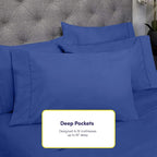 Sweet Home Collection 6 Piece 1500 Supreme Collection Brushed Microfiber Deep Pocket Sheet Set-2 Extra Pillow Cases, Great Value, Rv Short Queen, Royal Blue