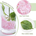 Waipfaru 21" Real Touch Hydrangea Artificial Flowers with Long Stem & Leaves, Full Latex Faux Hydrangea Flowers for Home Decor Party Floral Arrangements Wedding Bouquets Centerpieces(Pink, 3Pcs)