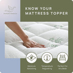 Cooling Mattress Topper - King Size | Plush Pad Mattress Topper for Back Pain Relief, 8-21" Deep Pocket | Viscose Made from Bamboo Pillow Top | Bedroom Essentials