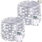 2 Pack 60 LED Christmas Fairy Lights Battery Operated with Timer, 20FT Waterproof Twinkle Lights Indoor Outdoor, String Lights for Bedroom, Wedding, DIY, Centerpiece, Christmas Decorations(Cool White)