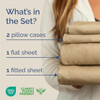 Cal King Size 4 Piece Sheet Set - Comfy Breathable & Cooling Bed Sheets Set - Hotel Luxury Bedding for Women, Men, Kids, Teens, Boys & Girls - Deep Pockets and Wrinkle Free - Tan (Heathered Sheets)