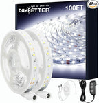 DAYBETTER White LED Strip Light, 100 ft Dimmable Strip, 6500K 24V Lighting Strips, 1800 LEDs 2835 Tape Lights for Bedroom, Kitchen, Mirror, Home Decoration(2 Rolls of 50 ft)