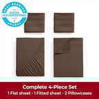 Mellanni Extra Deep Queen Sheets - 4 PC Iconic Collection Bedding - Hotel Luxury, Ultra Soft, Cooling Bed Sheets - Wrinkle, Fade, Stain Resistant (Queen, Brown)