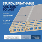 Nutan Inch Sturdy Box Spring for Mattress Support-Durable and Fully Assembled, Natural Wood Full, White, 8" Foundation