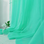 HUTO Turquoise Sheer Window Curtains Panels 52 Inches Wide by 96 Inches Long Rod Pocket Window Sheer Panels Drapes 2 Panels Curtains for Bedroom Living Room Nursery
