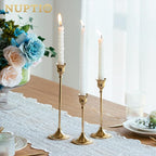 Nuptio Candlestick Holders Taper Candle Holder 10 Sets(30 Pcs) Gold Candle Sticks Holder Metal Candle Holders for Tapered Candles Table Centerpiece for Wedding Candlelight Dinner Birthday Decor