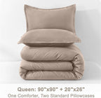 Litanika Light Coffee Comforter Set Queen Size, 3 Pieces Lightweight Solid Bedding Comforter Set, All Season Fluffy Bed Set (90x90In Comforter & 2 Pillowcases)