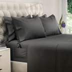 DREAMCARE Queen Sheet Set – 6 pcs Cooling Bed Sheets – up to 15” Deep Sheets Queen Size Bed Set – 2500 Supreme Collection – Extra Soft 100% Brushed Microfiber Hotel Luxury with Side Pocket – Gray