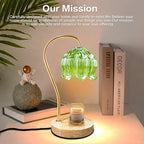 Dimmable Flower Candle Warmer Lamp, Green Candle Warmer with Timer & 4Bulbs, Birthdays Chirstmas Gifts for Women Mom, Unique Home Decor for Bedroom Fits All Jar Candle
