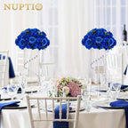 NUPTIO Artificial Flower Centrepieces for Tables - 10 Pcs Large Fake Flowers Roses Balls 15.7 inch Diam- Royal Blue Silk Faux Rose Arrangement Bouquet for Wedding Party Centerpiece Table Decorations