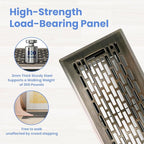 4x10 Inches Heavy Duty Walkable Floor Register - Easy Adjust Air Supply Lever Decorative Floor Vent Covers - Boston Design Vent Covers for Home - Antique Brass