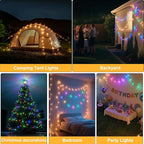 Moobibear Camping String Lights, Quick Storage, 33FT/100LED RGB Rechargeable Tent Lights String with USB 8 Lighting Modes, Hanging Waterproof Portable LED Lamp for for Camping Essentials, Yard, Party