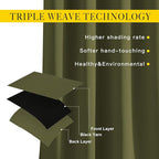NICETOWN Bedroom Room Darkening Curtains 95 inch Length - Triple Weave Energy Saving Thermal Insulated Solid Grommet Room Darkening Draperies for Patio/Hall (1 Pair, 80 inches Wide, Olive)