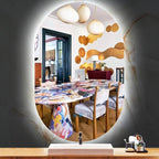 THEKLA 24 x 40 Inch Oval Lighted Vanity Mirror with Lights Backlit Smart Memory 3 Color Dimmable AntiFog 40" Frameless LED Oval Backlit Mirror for Bathroom Salon Makeup Wall Vertical/Horizontal Mount