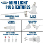 Novelty Lights 50 Feet 100 Bulb Incandescent Mini Light String, Teal with 6-Inch Spacing on White Wire, UL Listed Commercial Grade Indoor/Outdoor Mini Lights, Connectable End-to-End