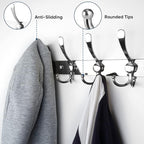 TICONN Wall Mounted Coat Rack, Five Heavy Duty Tri Hooks All Metal Construction for Jacket Coat Hat in Mudroom Entryway (Chrome, 2-Pack)