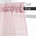 OVZME Blush Pink Sheer Curtains 54 Inches Long 2 Panels - Soft Light Filtering Window Sheer Panels for Living Room/Bedroom, Top Dual Rod Pocket, 1 Pair, Each 42Wx54L Inches