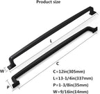 Khtumeware 6 Pack 12 Inch Cabinet Handles - Matte Black Kitchen Pulls and Drawer Handles