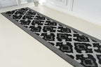 Custom Length Cut to Size Fleur de Lis Inspired Carpet Runner Rug for Hallways, Non Slip Rubber Backed, 31 inch Wide X Customized Length, Royal Grey, 31 inch X 4 feet, Doormat Size