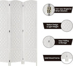 Rose Home Fashion Room Divider, 6 ft Tall Room Dividers and Folding Privacy Screens, 16in Privacy Screen 8 Panel White Space Temporary Wall Foldable Partition Separation