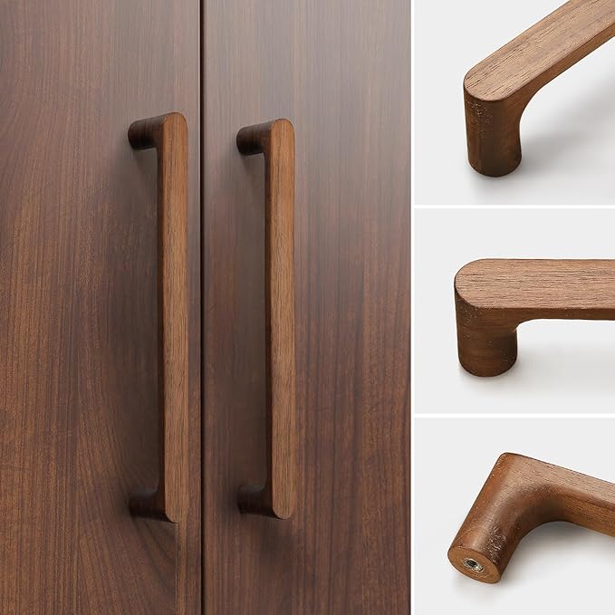 Black Round 5 in 8 pcs Wooden Drawer Pulls Handle pulls for cabinets Kitchen Cabinet Drawer pulls Cabinet Door Pull