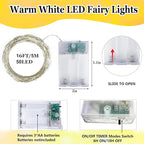 8-Pack Fairy Lights Battery Operated with Timer, Waterproof 16FT 50 LED String Lights Indoor Outdoor, Cuttable Starry Fairy Lights for Christmas Home Bedroom Wedding DIY Centerpiece Decor (Warm White)