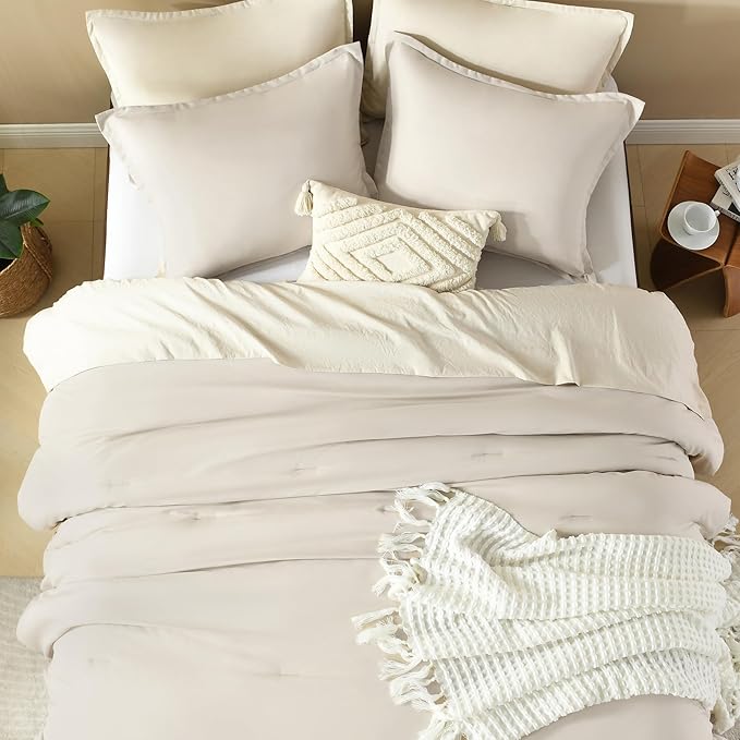 Litanika Comforters Tannish Grey California King Size, 3 Pieces Lightweight Solid Bedding Set & Collections, All Season Fluffy Bed Set (104x96In Comforter & 2 Pillowcases)