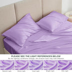 Love's cabin Full Size Satin Sheet Sets - 4 Piece Lavender Silky Sheet Set with Deep Pocket, Luxury Silk Feel Satin Sheets Full Bedding Set (1 Flat Sheet,1 Fitted Sheet,2 Pillow Cases)