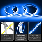 iNextStation COB LED Strip Light Blue 16.4FT 5M, DC12V CRI 93+ Dimmable Flexible LED Tape Lights for Bedroom, Kitchen, TV Backlight, Cupboard, Wardrobe, Home Lighting Decor