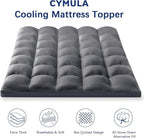 CYMULA Full Bed Mattress Topper, Grey Cooling Mattress Pad Cover, Thick Full Size Pillow Topper Soft with Deep Pockets, Washable Plush Down Alternative Fill Mattress Protector