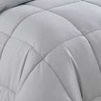 Sweet Home Collection 7 Piece Comforter Set Bag Solid Color All Season Soft Down Alternative Blanket & Luxurious Microfiber Bed Sheets, Silver, Queen