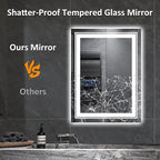 32" x 24" LED Bathroom Mirror with Lights, Front and Backlit Mirror, Anti-Fog Lighted Vanity Mirror, Stepless Dimmable, 3 Colors LED Mirror (Horizontal/Vertical)