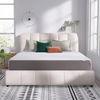 Amazon Basics Memory Foam Mattress, Soft Plush Feel, California King, White/Grey, 84 x 72 x 12 inches (LxWxH)