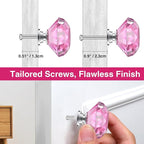 POZEAN Crystal Drawer Knobs 30 Pack, 1.57 inch Glass Knobs for Cabinet, Dresser with Two Different Sizes Screws, Diamond Pulls Handles (40mm, 30Pack, Pink-Silver)