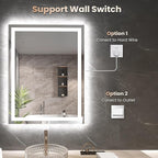 24"X36" LED Bathroom Mirror with Front Lights and Backlit, Anti-Fog, Dimmable, Shatter-Proof Tempered Glass, Lighted Bathroom Vanity Mirror for Wall with 3 Colors, Memory Function