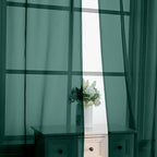 OVZME Hunter Green Sheer Curtains 72 Inches Long 2 Panels - Soft Light Filtering Window Sheer Panels for Living Room/Bedroom, Top Dual Rod Pocket, 1 Pair, Each 42Wx72L Inches