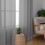 Chyhomenyc Sheer Grey Curtains 84 inches Long 2 Panels Set, Lightweight Solid Elegant Window Curtain Panels/Drapes/Treatment for Bedroom Living Room (42 X 84 Inches, Charcoal Grey)