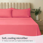 LuxClub 4 PC Sheet Set Bed Sheets Deep Pockets 16" Eco Friendly Wrinkle Free Cooling Machine Washable Hotel Bedding Silky Soft - Vermilion King