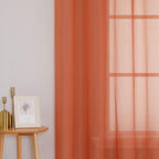 KEQIAOSUOCAI Patio Door Sheer Curtain Panels - Ceiling to Floor Extra Long Voile Drape Curtains Window Treatment for Sliding Glass Door (Burnt Orange,2 Pieces,W 54 x L 108 inches)