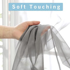 OWENIE Sheer Curtains 90 Inch Length, Elegant Grey Sheer Curtains for Bedroom, Window Voile Sheer Curtain Panels/Drapes/Treatment for Living Room, 2Pcs, Each 42" W x 90" L Inch
