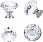 Ravinte 15 Pack Crystal Drawer Knobs - Glass Cabinet Knobs, Diamond Shaped, 30 mm, Silver Base