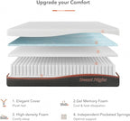 Mattress Queen, Sweetnight 8” Hybrid Mattress with Gel Memory Foam & Pocket Innerspring , Bed Mattress with Moisture Wicking Adaptive Cover, Medium Firm, Queen Size