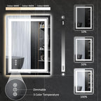 32" x 24" LED Bathroom Mirror with Lights, Front and Backlit Mirror, Anti-Fog Lighted Vanity Mirror, Stepless Dimmable, 3 Colors LED Mirror (Horizontal/Vertical)