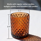 Woho 24pcs Amber Candle Holders for Votive Candles/Tealight Candles, Brown Votive Candle Holder for Boho Home Decor, Glass Tea Lights Candle Holder for Wedding Party Christmas
