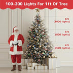 PREXTEX 200 Ct. Multi-Color Christmas Tree Lights with White Wire - 40 Ft Holiday String Lights for Indoor and Outdoor Use - Multicolor Twinkle Christmas Tree Decoration with End-to-End Connectors