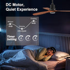 Obabala 42inch Ceiling Fans with Lights and Remote 3 Wood Blades Outdoor Ceiling Fans Noiseless Reversible DC Motor Modern Ceiling Fan for Patios Indoor Outdoor (Walnut, 42IN)