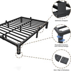 ROIL 4 inch Metal Queen Bed Frame with Rounded Corner Mattress Retainers 3500LBS Heavy Duty Steel Slats No Box Spring Needed Platform Noise-Free Easy Assemble